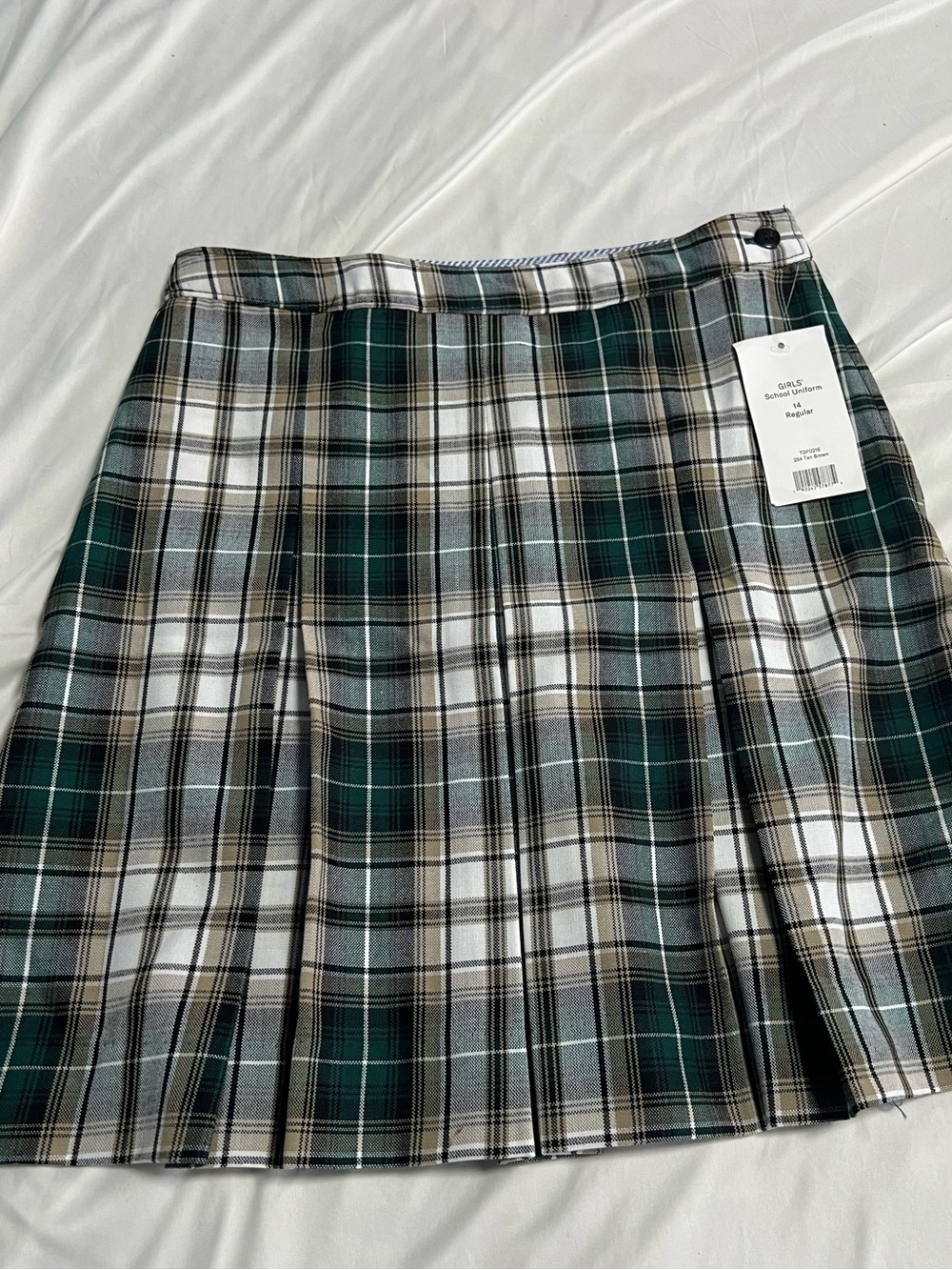 Pleated Green Plaid School-Style Skirt